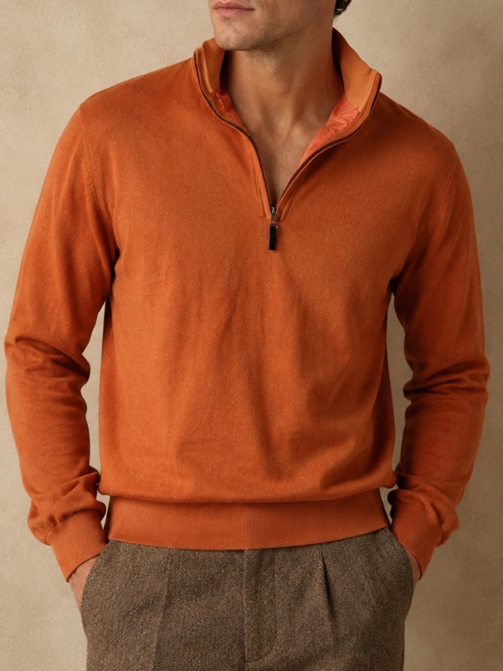 Vtg Men’s Fairway & Greene Italian Merino Wool Half Zip Lined Sweater Medium